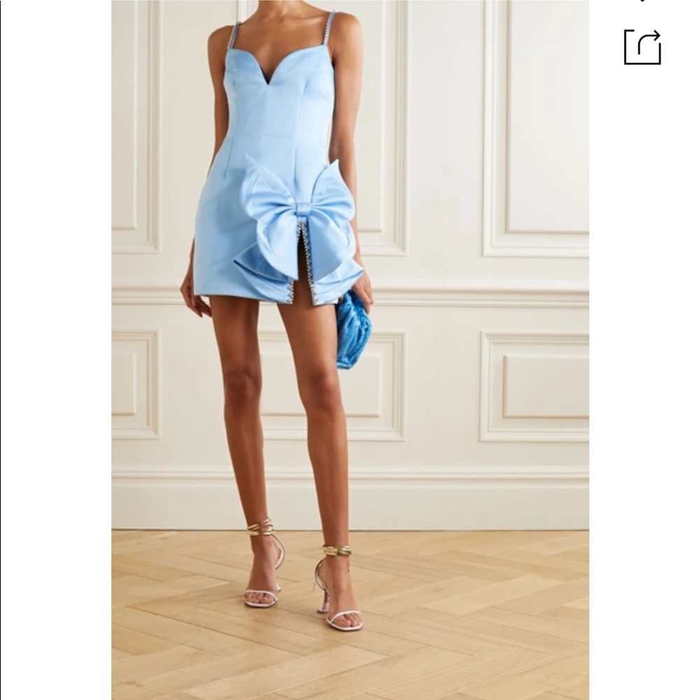 Crystal Bow Embellished Minidress